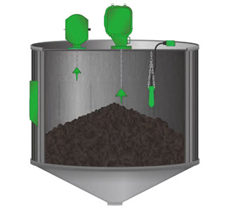 - Đo mức silo chứa than đá, ngũ cốc